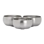 image of Steelite 7600CV034 - Round Stainless Steel Bowl, 7" Diameter x 1.875" Height, 6 oz 0.75 Qt - 1 Dozen