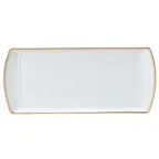 image of Steelite 82107AND0136 - Burnished Gold Bone China Rectangle Tray, 13.375" x 6" x 0.75", 1 Dozen