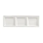 image of Steelite A400P075 - 7½" x 2½" 3‑Compartment Tray, 1 oz Wells, Vitrified China, Polar White - 1 Dozen