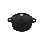 image of Steelite AP200011 Casserole Dish, 9" Round Matte Black, 2.5 Qt Capacity, SS Knob With Lid - 4/Case