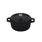 image of Steelite AP200011G Casserole Dish, 9" Round, 2.5 Qt Matte Black with SS Knob, With Lid - 4/Case