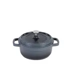 image of Steelite AP200012 Casserole Dish, 9" Round Gray, 2.5-Quart (32-95 oz) with Lid, Steel Knob - 4/Case