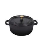 image of Steelite AP240011G Casserole Dish, 10" Black With Gold Knob, 4.5 Qt, 4" Depth, Lid Included - 4/Case