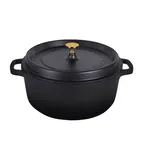 image of Steelite AP280011G Casserole Dish With Gold Knob, 7‑Quart (14" x 11.5" x 7.25") Black, Lid - 2/Case
