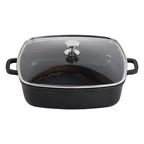 image of Steelite AP282811 Casserole Dish 5.25 Qt 14.125" x 11.625" x 5.5" Matte Black Matl. SS Lid - 4/Case