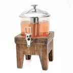 image of Steelite DW04JLWDAG Uninsulated Beverage Dispenser, 4‑Quart Gray Juicer, Wood Base, Poly Bowl