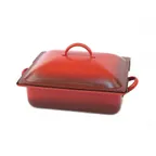 image of Steelite DW04QCWG8RD2 - 4 Qt Chafing Dish, 15.5"W×11"D×8"H, Red 18/10 Steel, Cover, Induction Ready