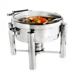 image of Steelite DW04WH7SS Chafer, 4-Quart Steel Round, 15"W x 15.25"D x 11"H, Hinged Cover, Induction Ready