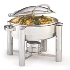 image of Steelite DW04WHSS 4-Qt Chafer, 15"W x 15.25"D x 11"H, 18/10 Stainless, Hinged Cover, Induction Ready