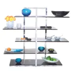 image of Steelite DW5TBK Tiered Display Stand - 36" W x 11" D x 41" H Rect. Metal Base Silvers 5-Tier 31"-48"