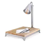 image of Steelite DW724ML2WSS Carving Station, Heated Steel Base, 2 Heat Lamps, Wood Board, 24"W x18"D x22"H