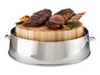 image of Steelite DW728R24SS Round Wood Carving Board, 30" Length, 25"-30" Diameter, 2-1/2" Thick