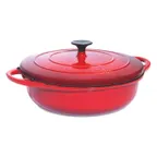 image of Steelite DWG4R - 5 Qt Cast Iron Chafing Dish, Red, 16.0" W x 12.0" D x 6.5" H, Induction Canned Heat