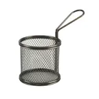 image of Steelite GWSVBR09BK - Round Stainless Steel Fry Basket, 6.75" x 3.625" x 5.625", Black - 6/Case
