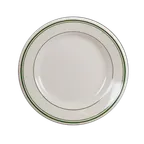 image of Steelite HL2031 Rolled Edge China Plate, 7.125" Diameter, Green Band, RE & NR, Dishwasher - 36/Case