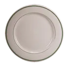 image of Steelite HL2081 - 11.125" Round Rolled Edge China Plate, Green Band, Dishwasher Oven Safe - 1 Dozen