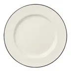 image of Steelite HL4441743 - 10.625" Round Rolled Edge China Plate, Black Line Finish - 1 Dozen