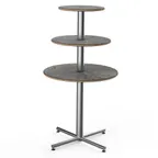 image of Steelite MGCPPR01GSXX - 3‑Tier 30" Dia. x 55" H Stand, BHP Laminate Top, Brushed Steel Silvers Base