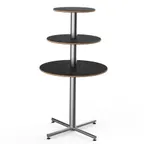 image of Steelite MGCPPR01MSXX - 3‑Tier Stand, 30" Dia x 55" H, Nero Marble Top, Bamboo Core, Silvers Steel