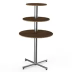 image of Steelite MGCPPR01WSXX - 3‑Tier Round Display Stand, 30" Dia. x 55" H, Stainless Steel Base, Core Top