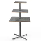 image of Steelite MGCPPS01GSXX 3‑Tier Square, 30" x 30" x 55" H, Slate Lam/Bamboo Core Steel Segments, Silver