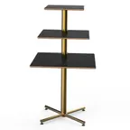 image of Steelite MGCPPS01MBXX - 3-Tier Sq Stand, 30"x30"x55" Height, Marble BHP Top, Brass, Gold Steel Base