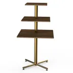 image of Steelite MGCPPS01WBXX - 3‑Tier Display, 30" x 30" x 55", Gold Steel Base, Wood Top, Brass, Knockdown
