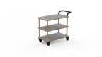 image of Steelite MGCRNX01GBXX Mogogo Buffet Solutions Roll'n Service Cart, 41.5x21, 36H, Grey Slate Shelves, Leather Handle, Brushed Brass