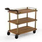 image of Steelite MGCRNX02BBXX 41.5x21x36 Buffet Serving Cart, Bamboo Finish, Stainless Steel Frame, Brushed Brass