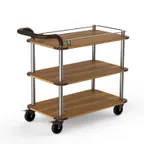 image of Steelite MGCRNX02BSXX 41.5x21x36 Buffet Serving Cart, Bamboo Finish Shelves, Stainless Steel Frame