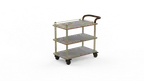 image of Steelite MGCRNX02GBXX 41.5x21 Serving Cart, 36H, Grey Slate Shelves, Brushed Brass, Leather Handle