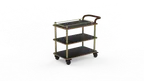 image of Steelite MGCRNX02MBXX 41.5x21 Serving Cart, 36H, Nero Maquina Marble, Brushed Brass, Black Finish