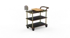 image of Steelite MGCRNX03MBXX Buffet Serving Cart, 41.5'H x 21'W x 18.5'D, Nero Marquina Marble Shelves, Brushed Brass Finish, Quiet Casters