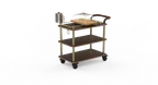 image of Steelite MGCRNX04WBXX Buffet Serving Cart, 41.5x21x40.5, Mango Wood, Brushed Brass, Leather Handle