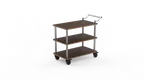image of Steelite MGCRNX09WSXX 41.5x21x36 Buffet Serving Cart, Bengali Mango Wood Shelves, Brushed Stainless Steel