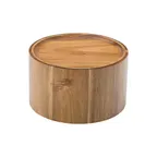 image of Steelite UJMP829 Punch Barrel Drink Dispenser Stand, 8 1/2" x 4 3/4" Round Wood Bowl, Brown Finish