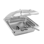 image of Steelite WLWI55BODY 6-Quart Rectangular Stainless Steel Chafer Body, Hinged Glass Lid, Canned Heat