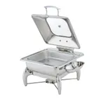 image of Steelite WLWI55LGL Rectangular 6-Quart Steel Chafing Dish Kit with Glass Lid, Burner Stand & Fuel Cup