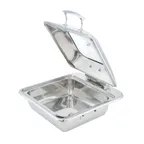 image of Steelite WLWI55UGT 6-Quart Rectangular SS Chafing Dish with Glass Lid, Hinged Cover – Canned