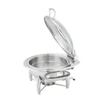 image of Steelite WLWI6LGL 7-Quart Round Chafing Dish Kit, Steel, Hinged Glass Lid, Heat Burner & Fuel Cup