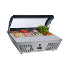 image of Marchia MTRS6 Refrigerated Countertop Pan Rail – 30"W x 24"D x 12.7"H, 2.4 cu.ft, 8‑pan 1/6 size (6" deep), cooling, glass, guard, 110V, R290, certified