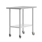 image of Flash Furniture NH-WT-2436-CAS-GG 36" Open Base Work Table with Undershelf & Casters, Flat Top / 18G
