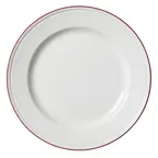 image of Steelite 1407X0101 11.25" Round Ceramic Plate, Maroon Band Vitrified, Oven Safe 530°F/275°C - 6/Case