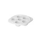 image of Steelite DCI25UW - White Ceramic Escargot Plate, 5-1/4" Dia, 6 Holes, Oven Safe - 1 Dozen