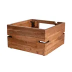 image of Steelite DWFB116WDT Fusion Riser, 11.0" x 11.0" x 6.0" Wood, Teak Brown, 10"-19" W, 5"-8" H