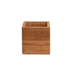 image of Steelite DWFBBX375T - Square 9" x 9" x 4" Natural Teak Wood Display Riser, Fusion Buffet System