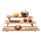 image of Steelite DWRISERS3WDT - Wood Risers, 23"W x 6"D, Natural Brown Rectangular, 3-4 Set, Base - Set