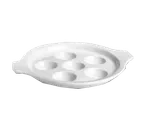 image of Steelite HL11470AWHA Escargot Plate 8-3/8" Diameter 6 Hole Lug Handled Hall China White - 1 Dozen