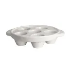 image of Steelite HL11655AWHA - 6-Hole Escargot Plate, 7-1/8" x 6" x 1-1/2", China Handles, White - 1 Dozen