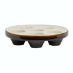 image of Steelite HL11660ALBB - 6-H Escargot Plate, 6-3/4" Dia x 1-1/2" H, White/Lenox Brown China, 1 Dozen